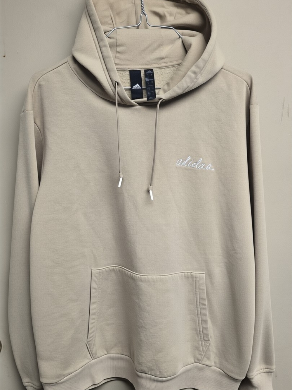adidas Postgame AdiScript Hoodie Beige Tan Pullover S